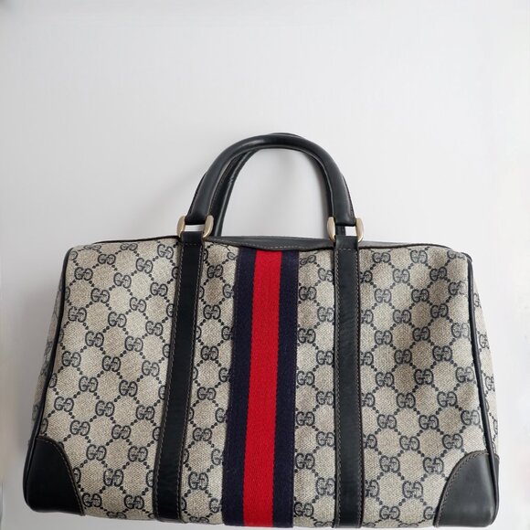 Authentic Preowned Vintage Gucci Navy Boston Bag - Picture 14 of 16